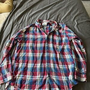 Men's Red and Blue Plaid Shirt